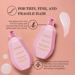 Saphira Volume Boost Conditioner bottle emphasizing detangling and smoothness