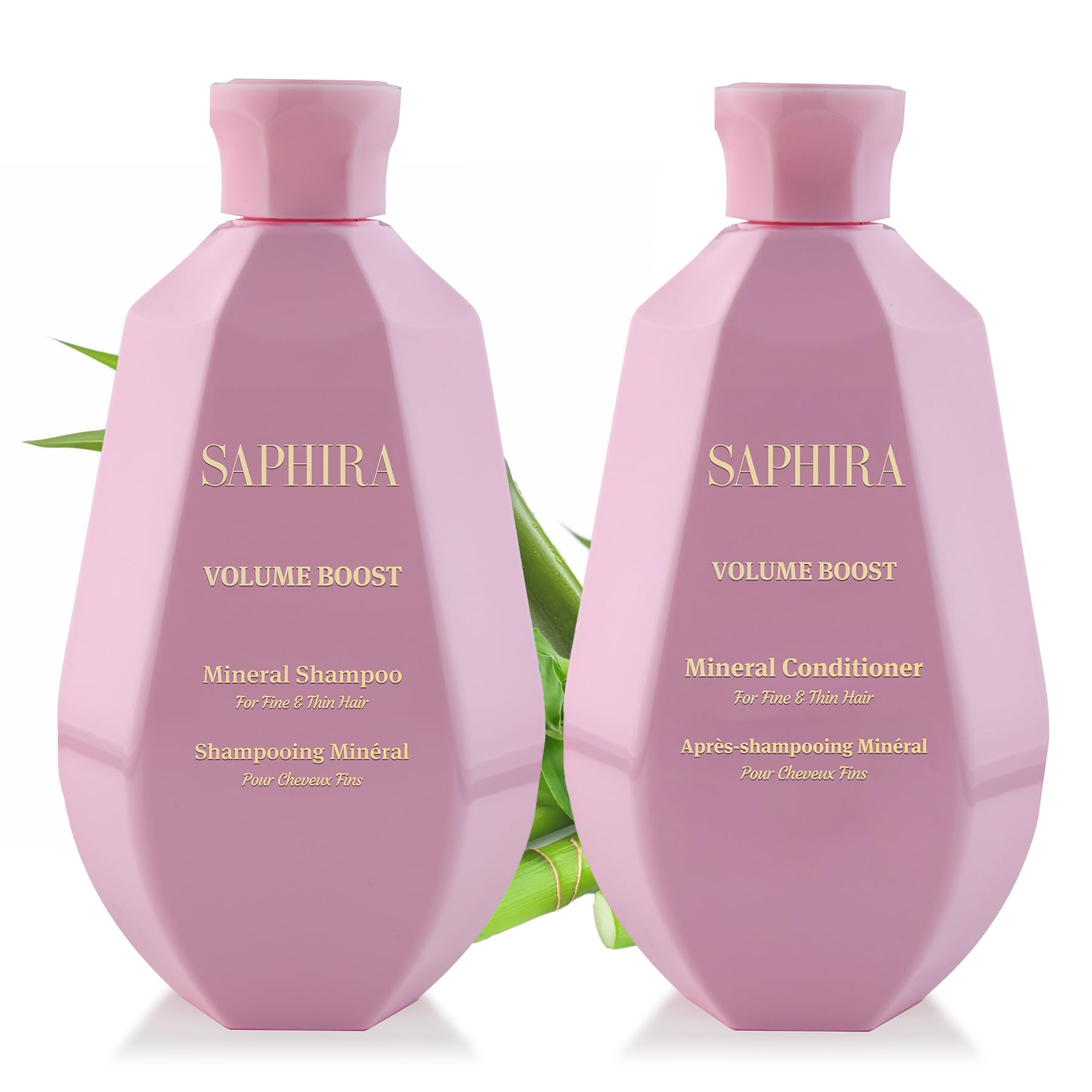 Saphira Volume Boost Shampoo bottle showing lift for fine hair