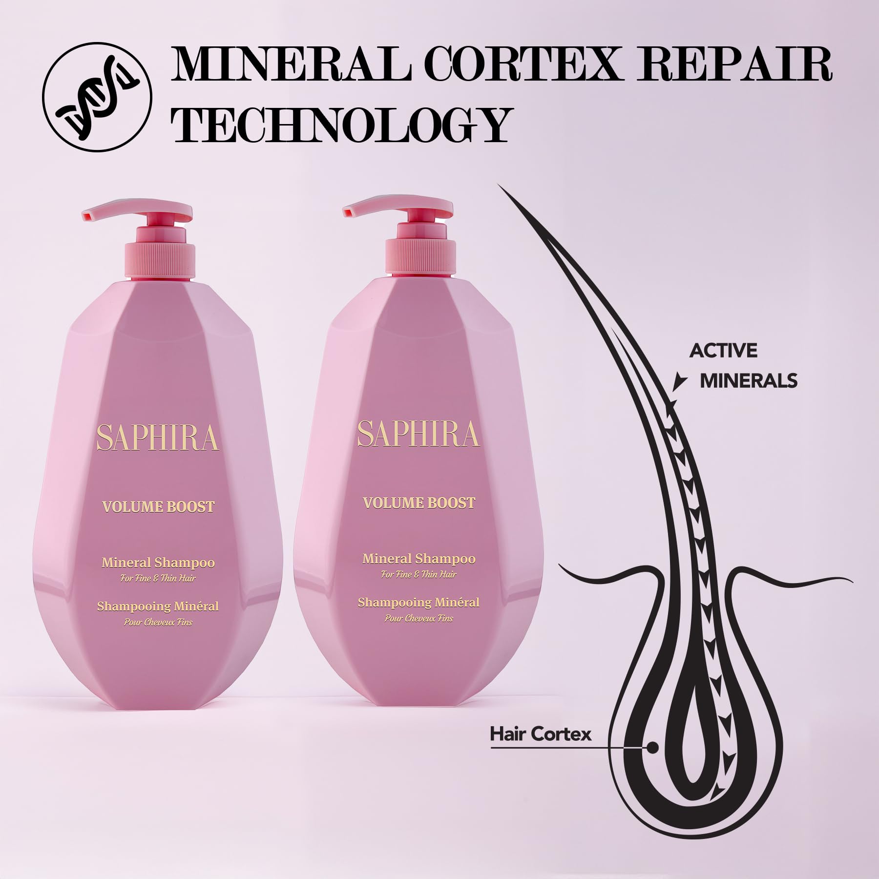 Saphira Volume Boost Shampoo texture closeup with creamy lather