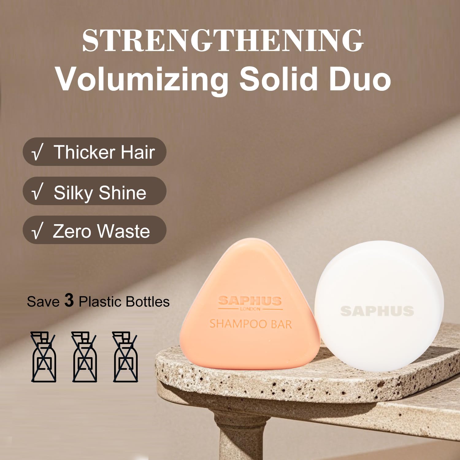 SAPHUS argan conditioner bar texture promotes detangling and natural shine