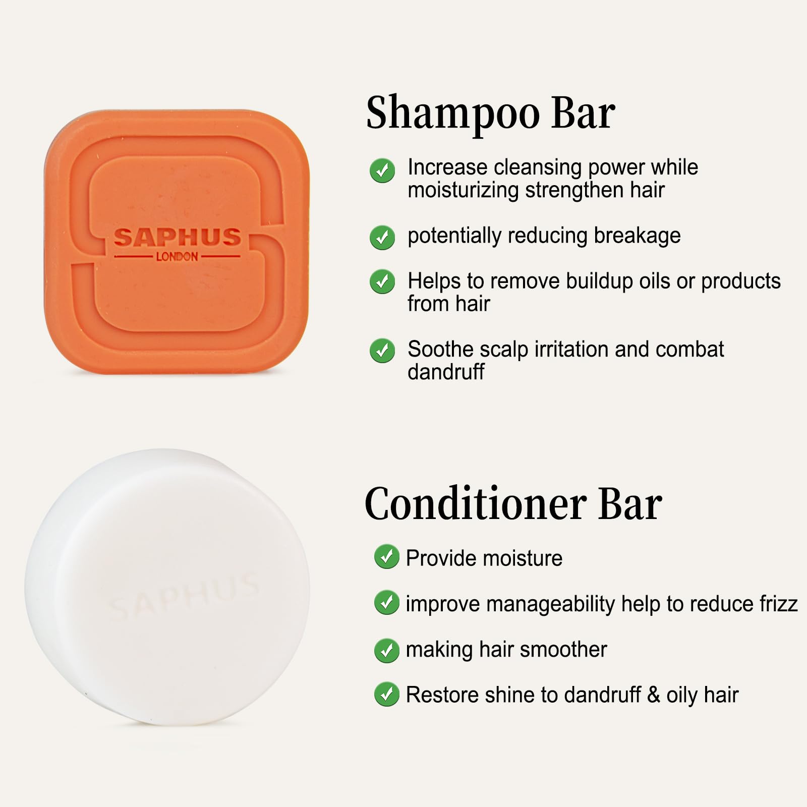 SAPHUS Argan oil conditioner bar closeup showing smooth, hydrated curls after washing