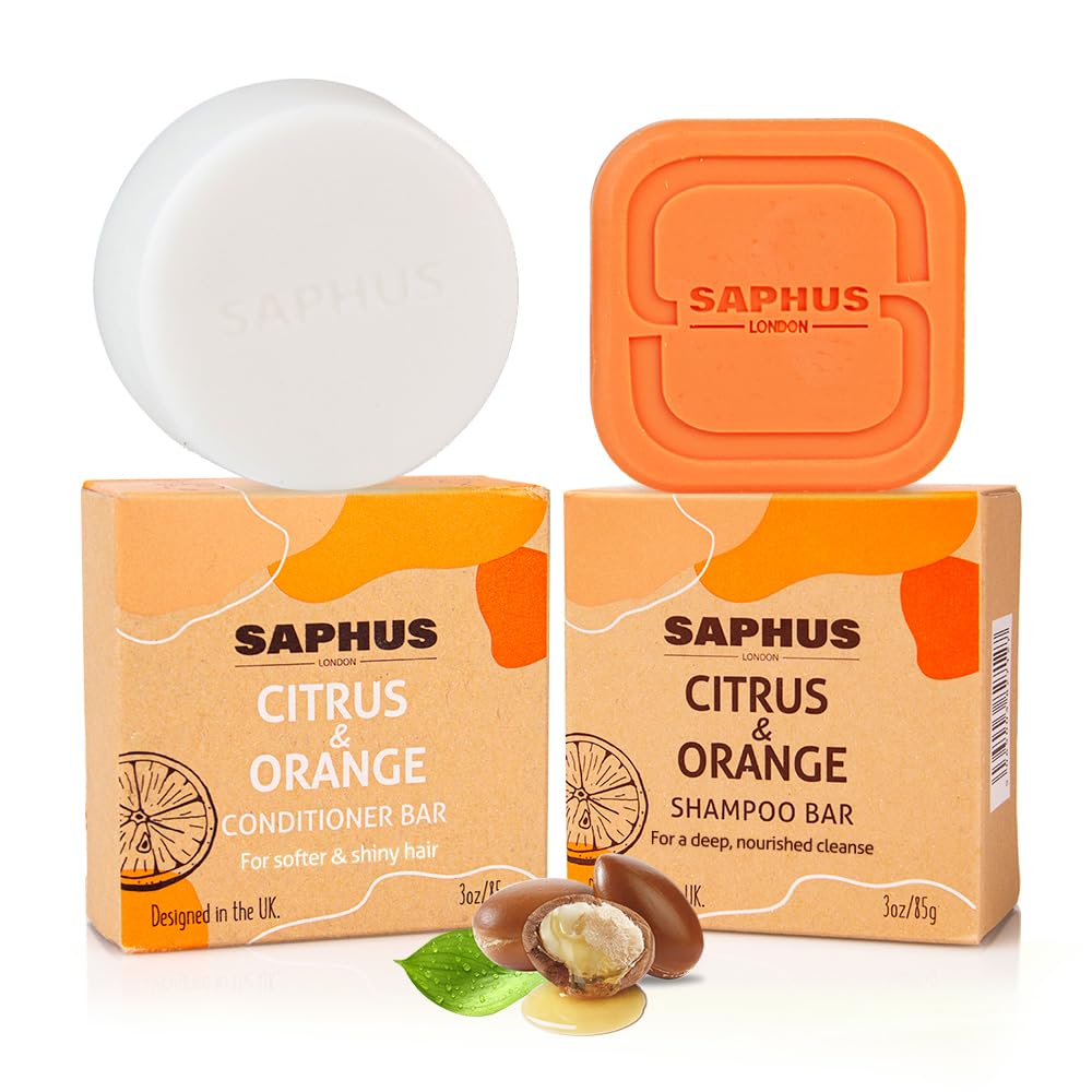SAPHUS Argan oil shampoo bar closeup highlighting nourishing formula for stronger roots