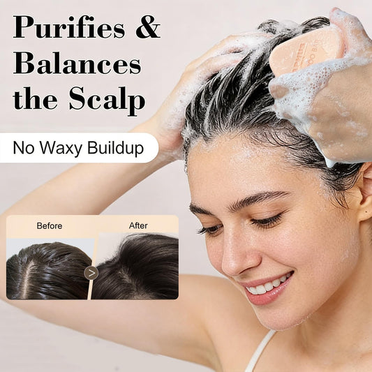 SAPHUS castor oil shampoo bar texture ready to lather for daily cleansing