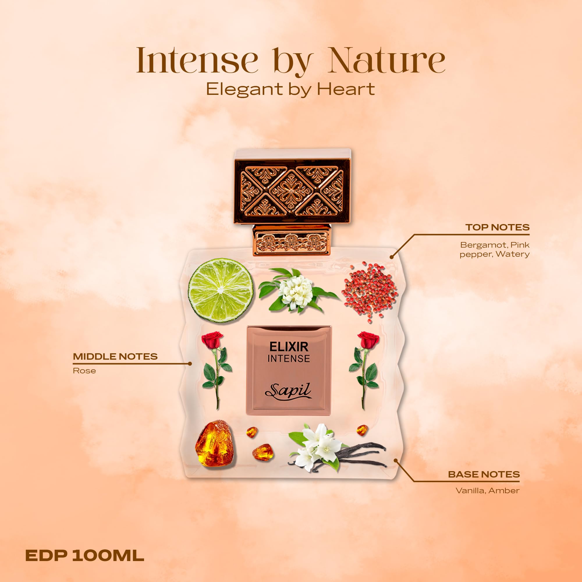 Sapil Elixir Intense rose heart adds warmth and floral depth