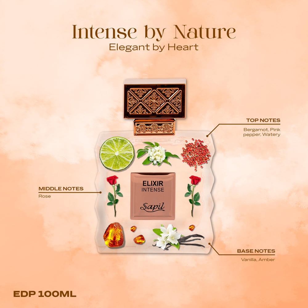 Sapil Elixir Intense rose heart adds warmth and floral depth