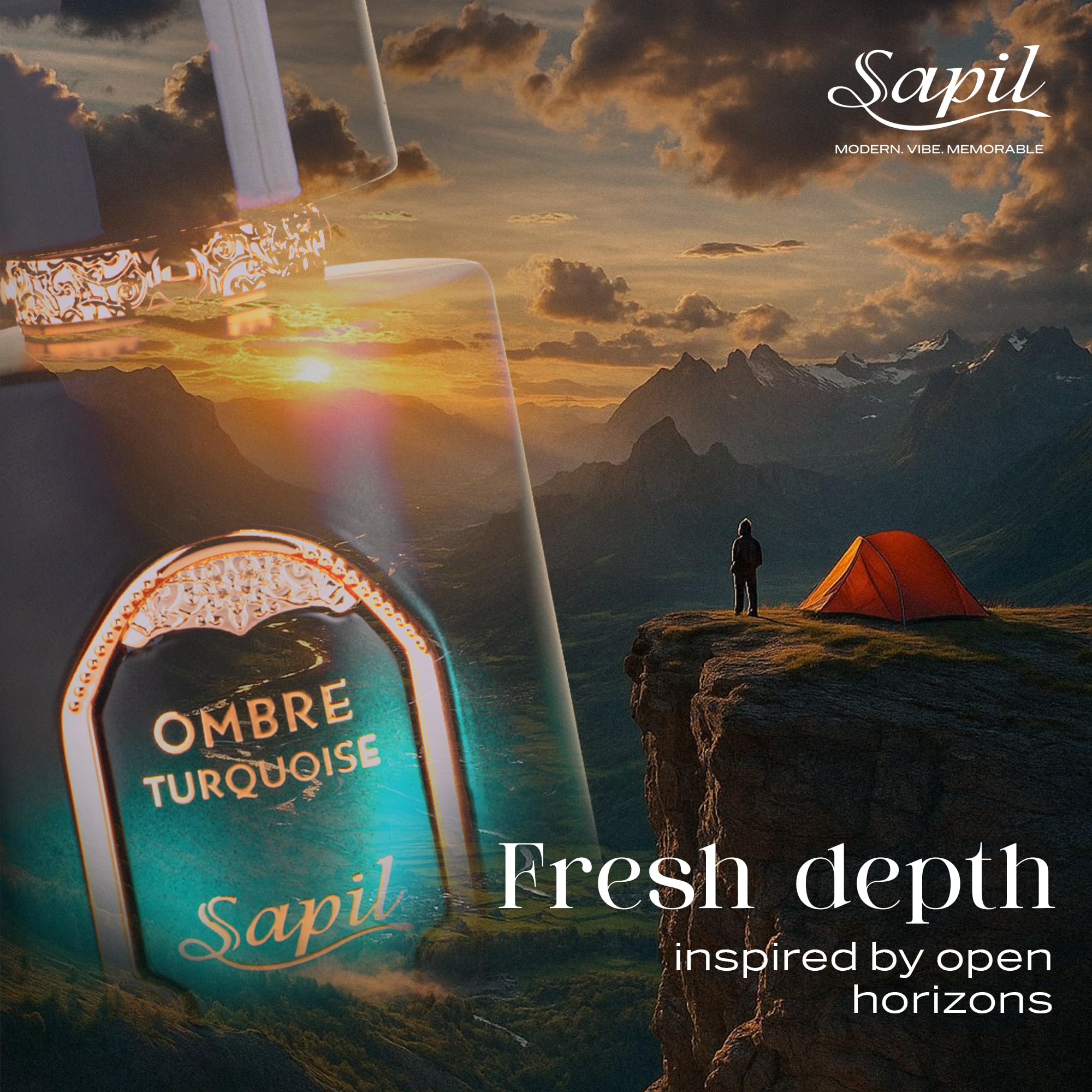 Sapil Ombre Turquoise cap detail highlights refined craftsmanship and luxury.