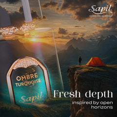 Sapil Ombre Turquoise cap detail highlights refined craftsmanship and luxury.
