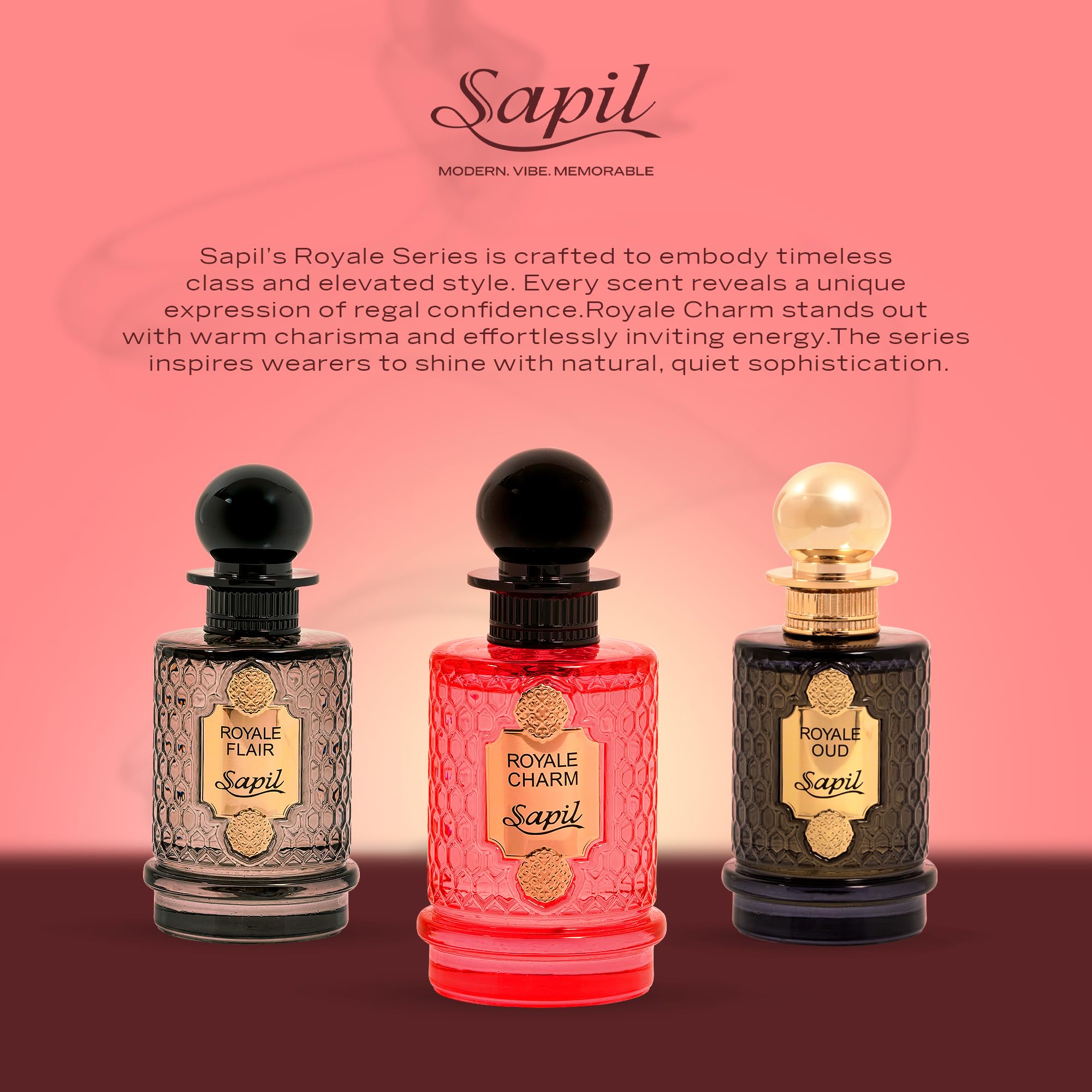 Sapil Royale Charm label close-up highlights notes and brand