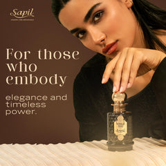 Sapil Royale Oud dry-down with musk and patchouli leaves a smooth, earthy trail.