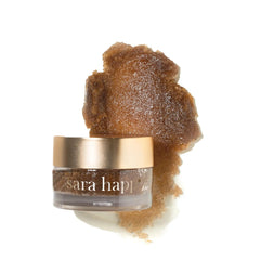 Close-up of fine sugar crystals in Sara Happ Lip Scrub for smooth lips.