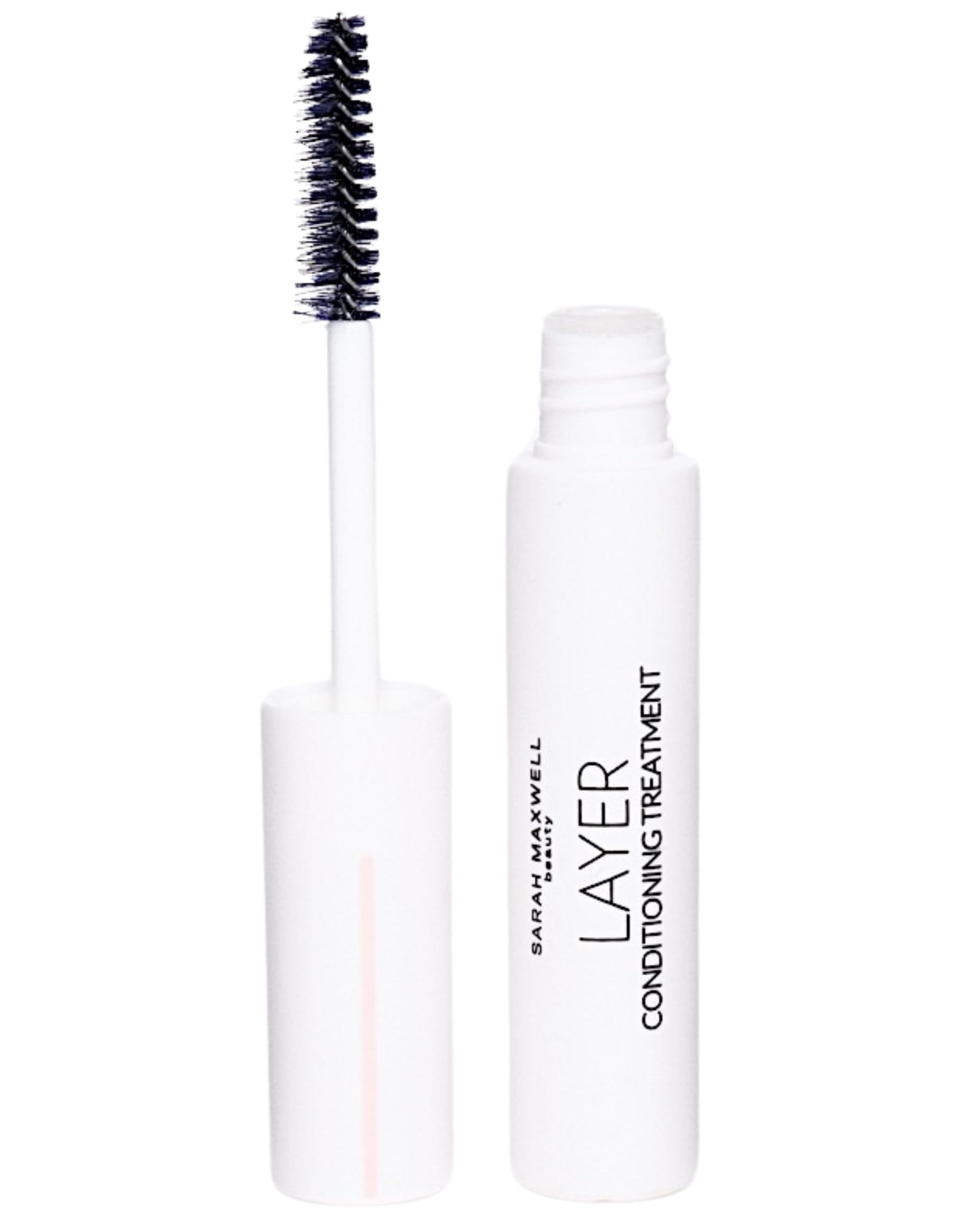 Sarah Maxwell LAYER keratin bottle front view showing premium lash and brow care