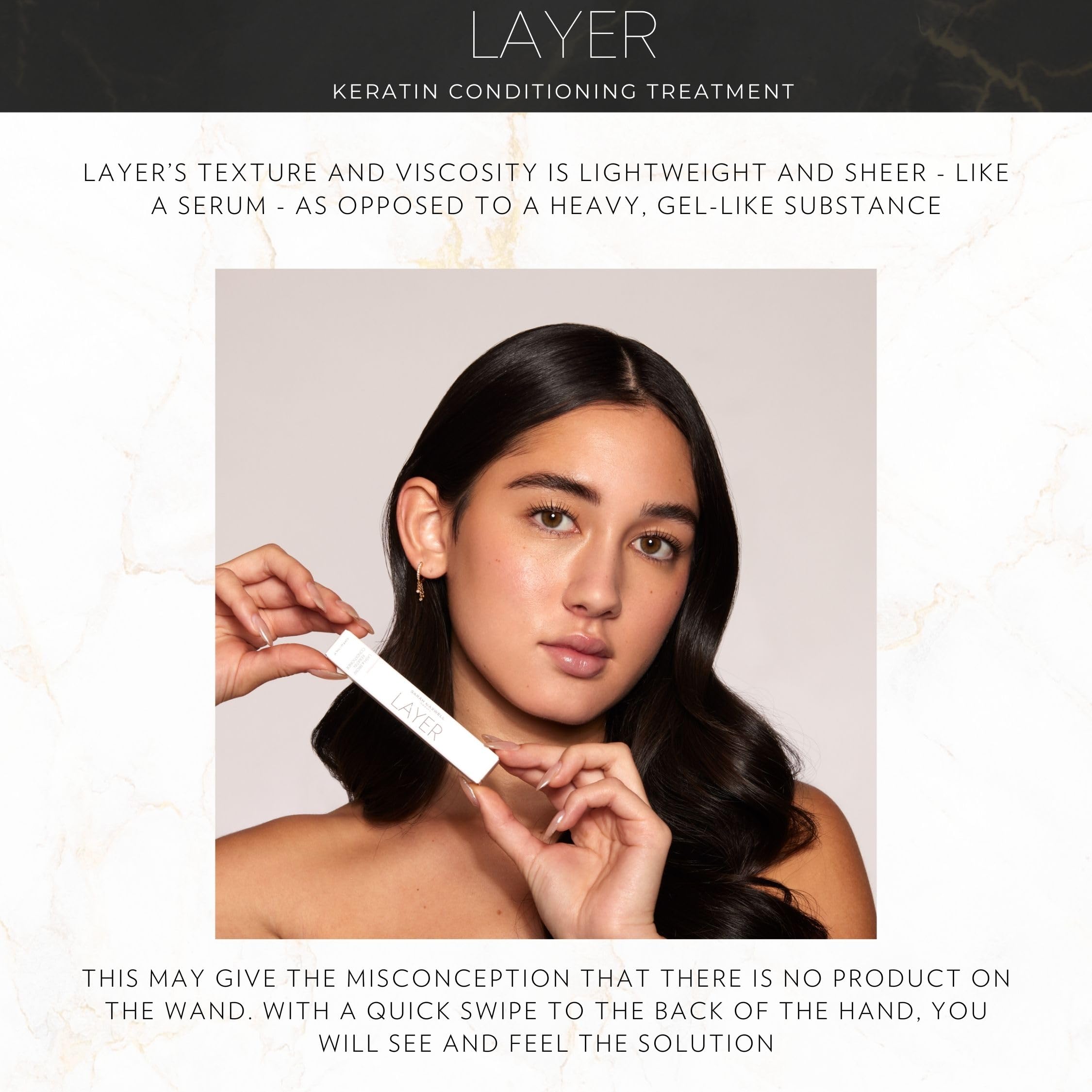 Sarah Maxwell LAYER ingredients graphic featuring Wheat Amino Acids and Hyaluronic Acid
