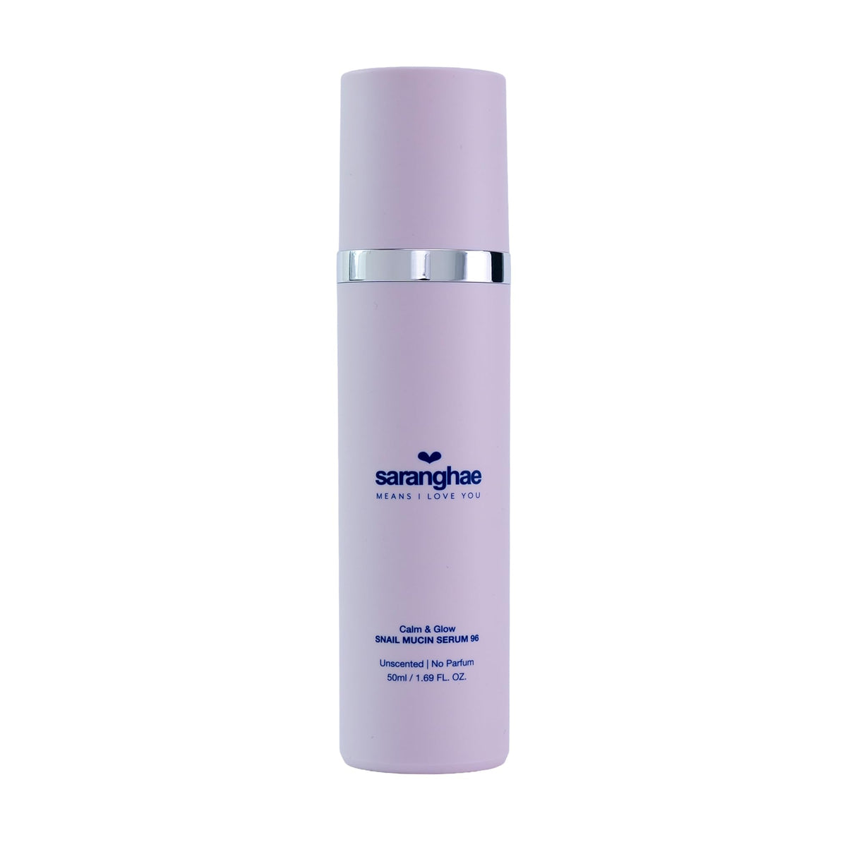 Saranghae Calm & Glow snail mucin serum bottle-pump for quick hydration.