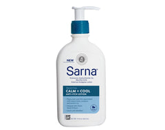 Applying Sarna Calm + Cool lotion to skin for cooling relief