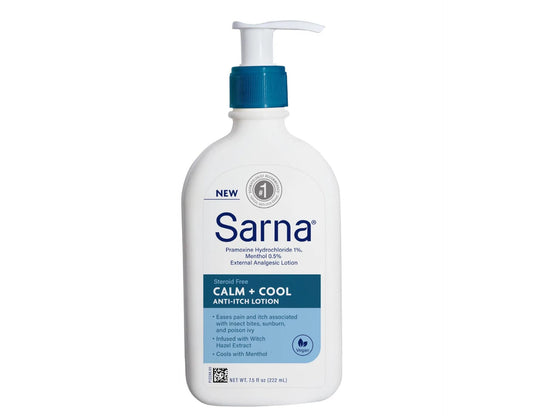 Close-up of Sarna Calm + Cool being applied for cooling relief.