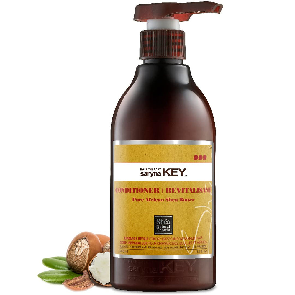 Saryna Key Damage Repair Conditioner bottle showing everyday-use packaging for frizzy hair.