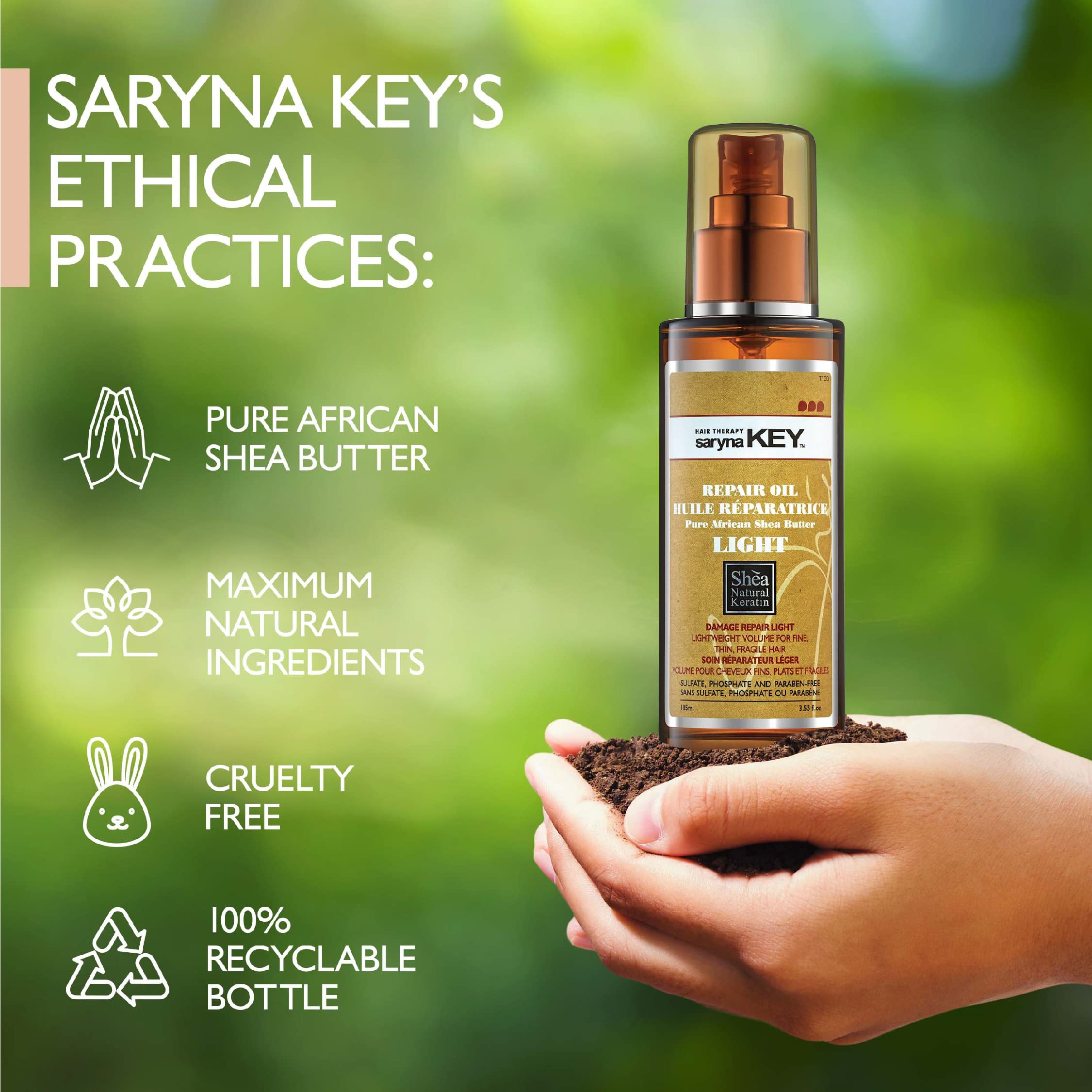 Saryna Key Repair Oil color-safe formula protecting vibrancy during styling