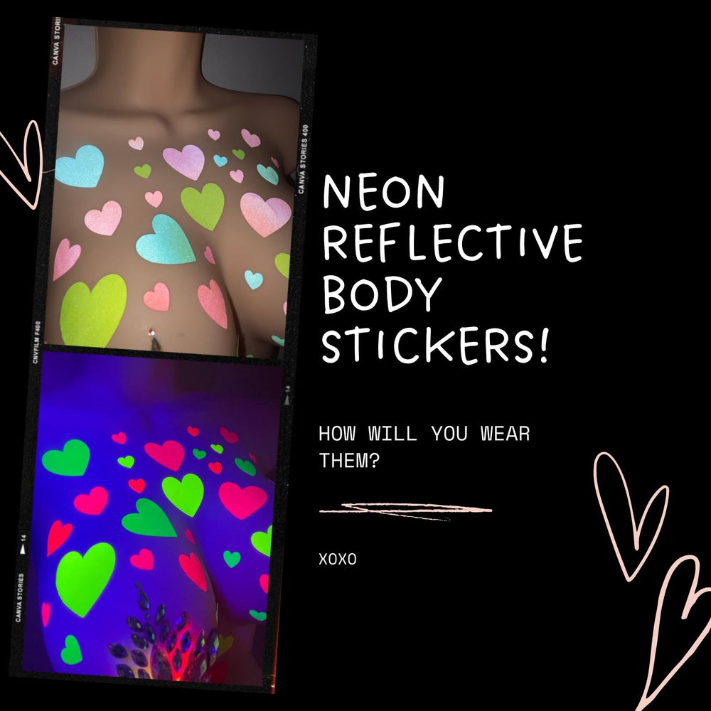 Sasswear blacklight heart stickers made in USA for trusted quality