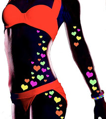 Sasswear blacklight heart stickers neon glow for vibrant UV party accents