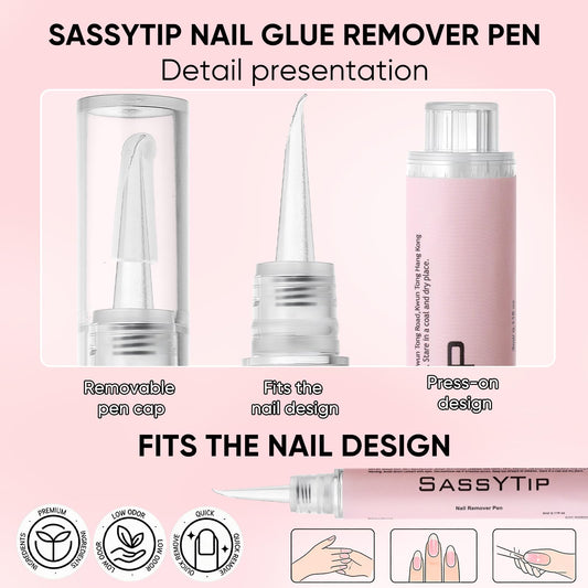 SASSYTIP remover pen quickly loosens nail glue for gentle removal