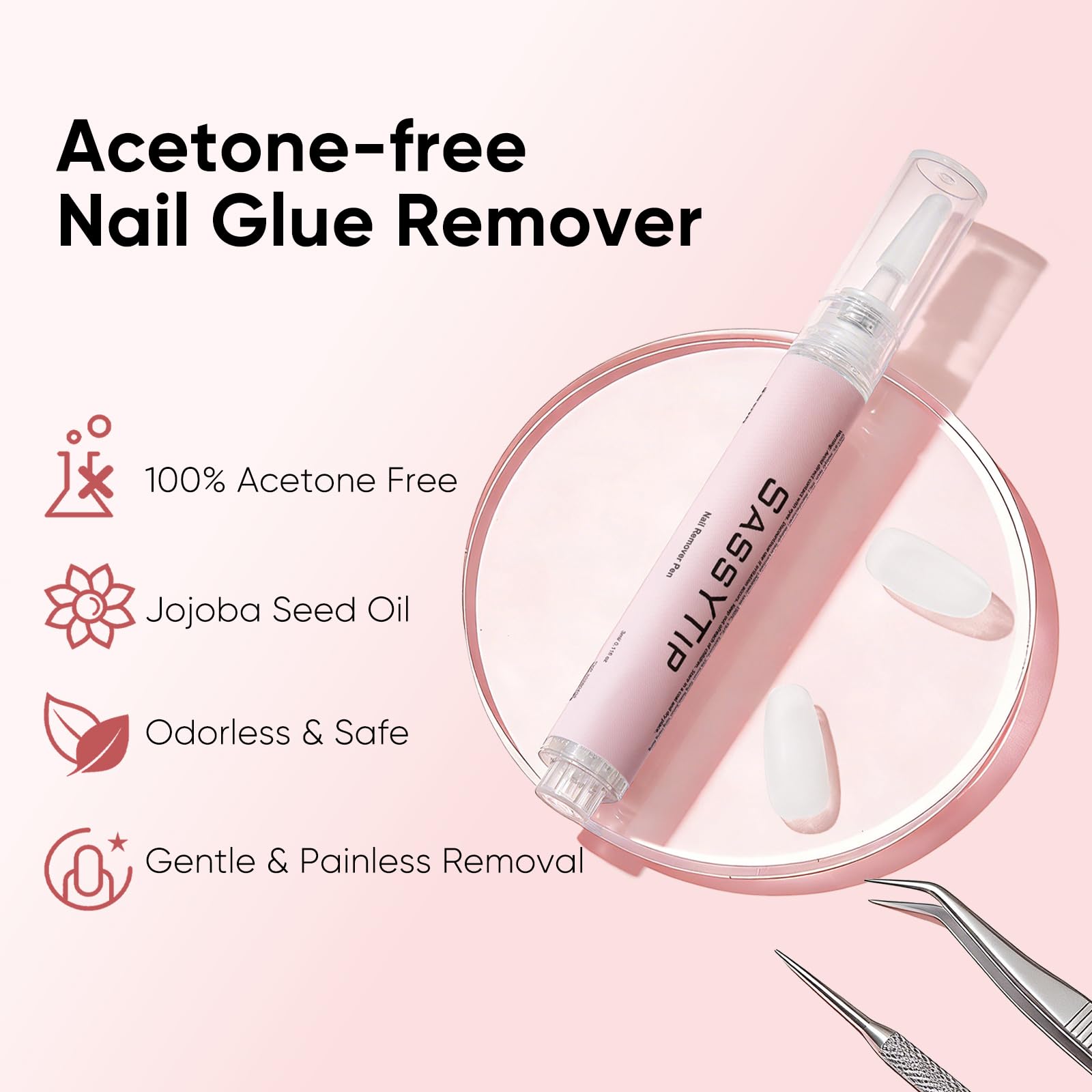 SASSYTIP portable remover has a compact design for on-the-go use