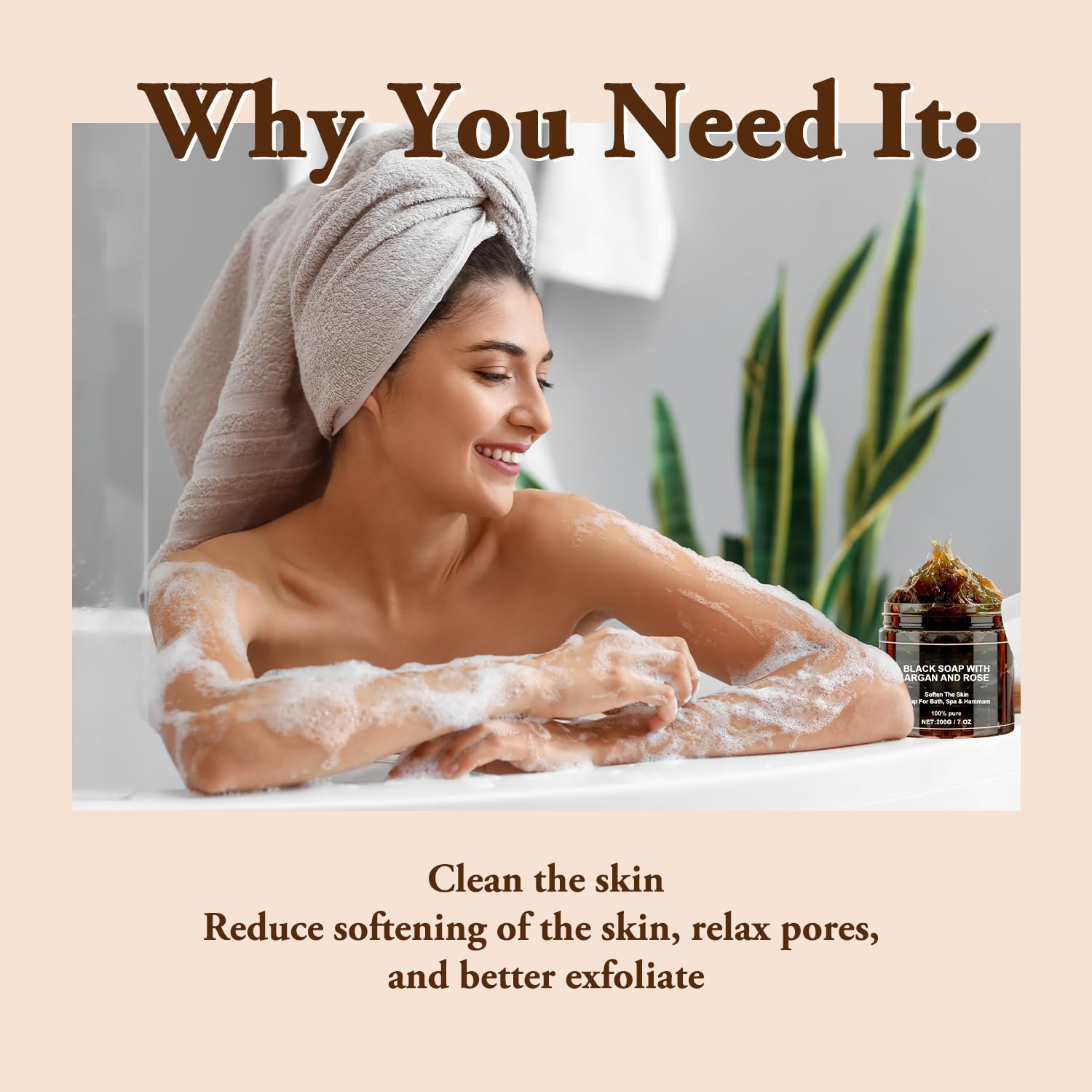 Satasiam Black Beldi Soap with Kessa glove for exfoliation