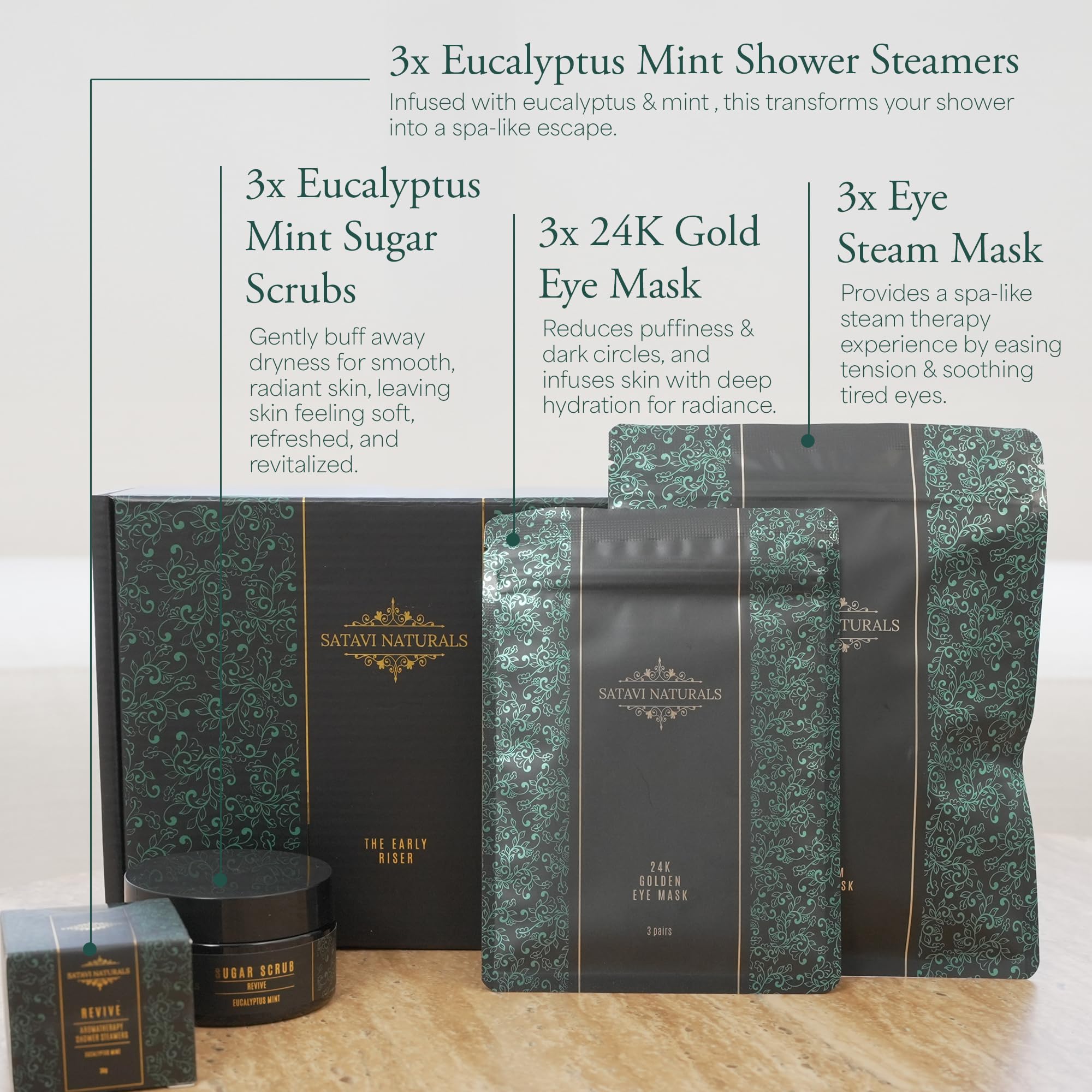 Satavi Naturals self-care set supports frequent relaxation routines at home.