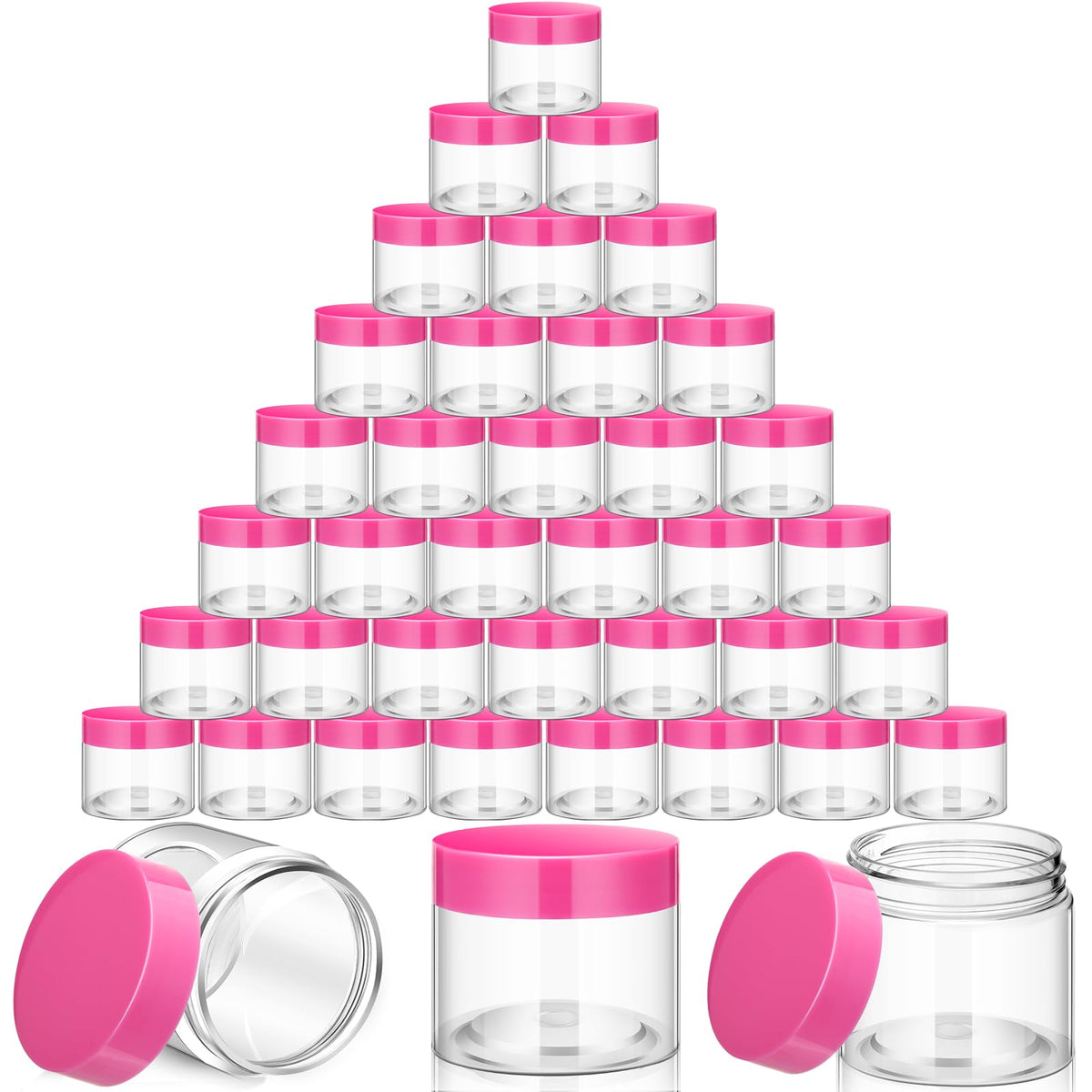 SATINIOR 36-pack 2oz jars with lids in clear pink, ideal for travel skincare samples