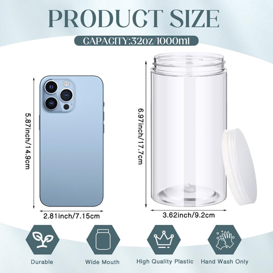 SATINIOR clear round jars showcase contents and resist breakage during travel.