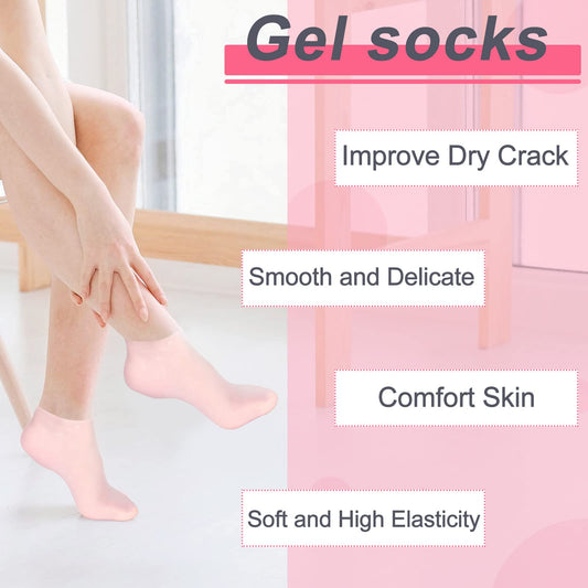 SATINIOR silicone socks in white three-pack for daily moisturizing