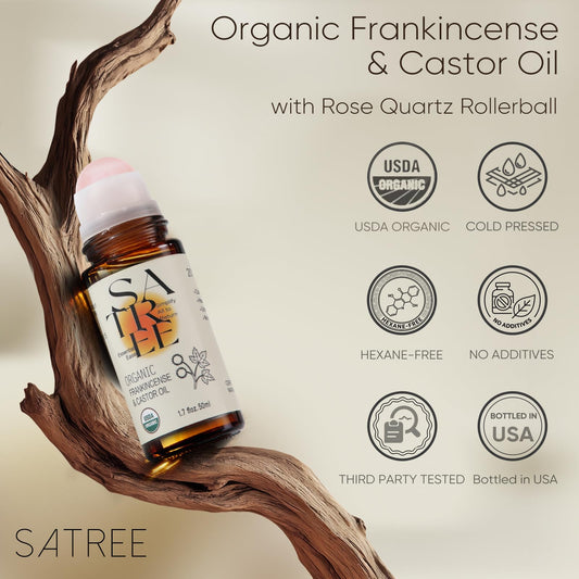 Satree USDA Organic Castor Oil bottle—deep hydration for face and body