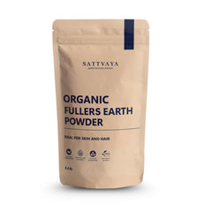 SATTVAYA Multani Mitti powder jar closeup showing deep cleansing potential for the skin