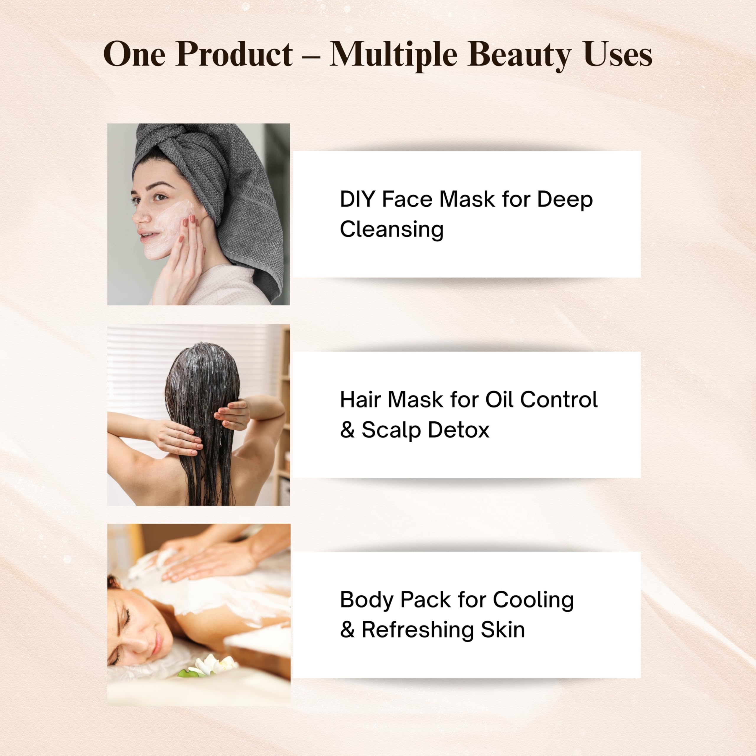 SATTVAYA Multani Mitti powder texture in wooden bowl for pore cleansing
