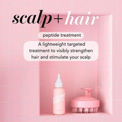 Saturday Skin applying serum to the scalp for refreshing nourishment.