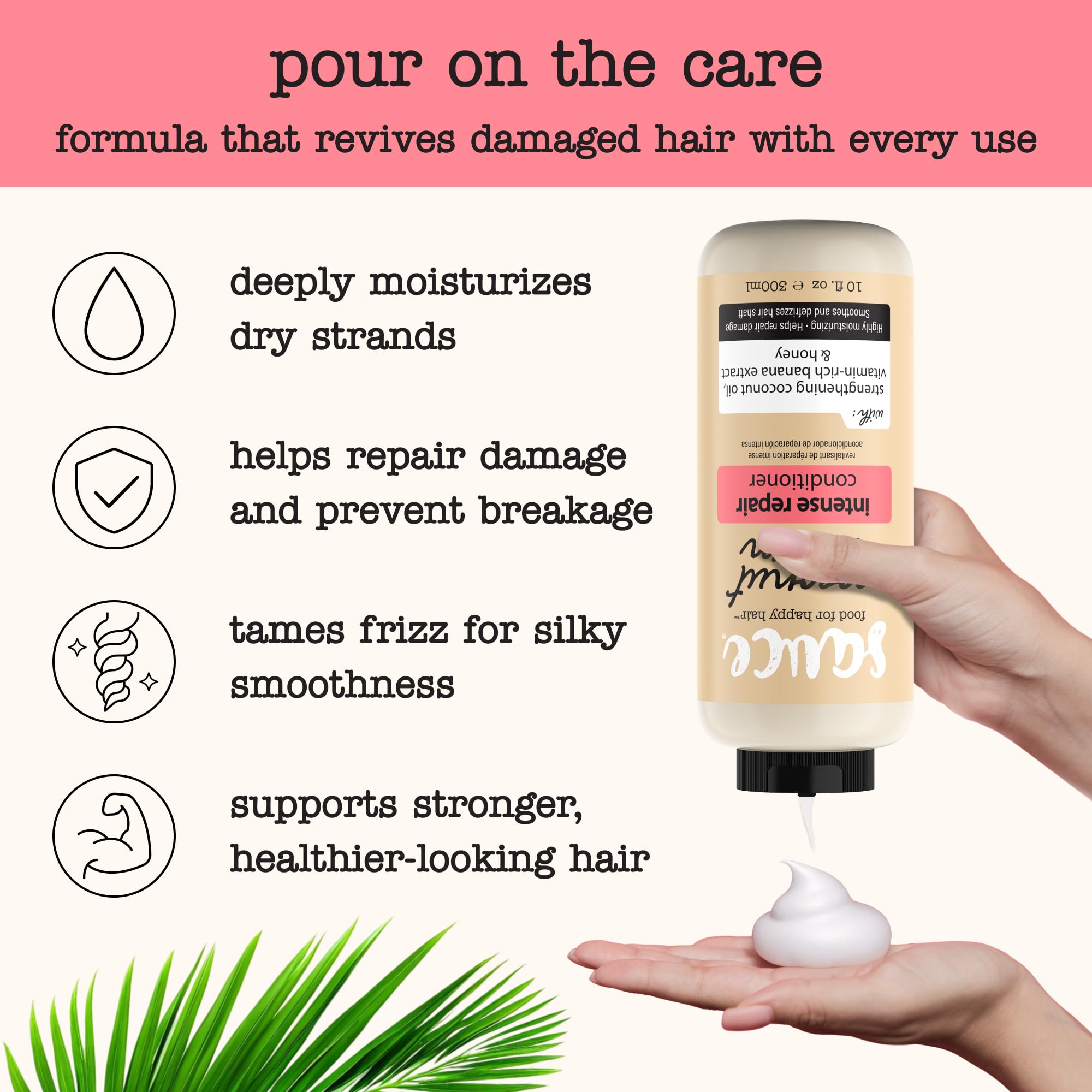 Sauce Beauty Coconut Cream Conditioner being applied through hair for detangling.