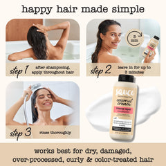 Sauce Beauty Coconut Cream Conditioner on dry hair adds moisture.