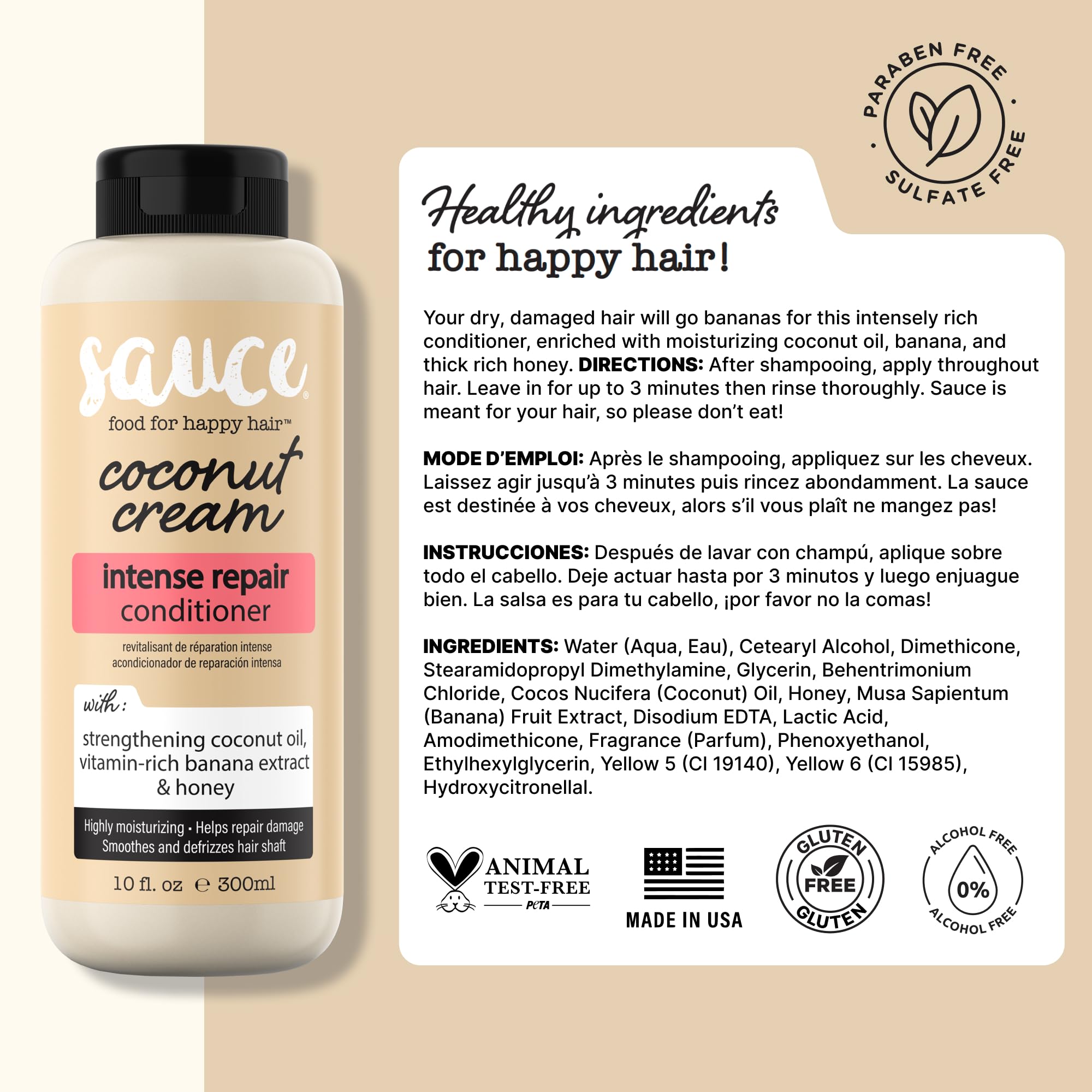 Sauce Beauty Coconut Cream Conditioner tropical fragrance in shower scene.
