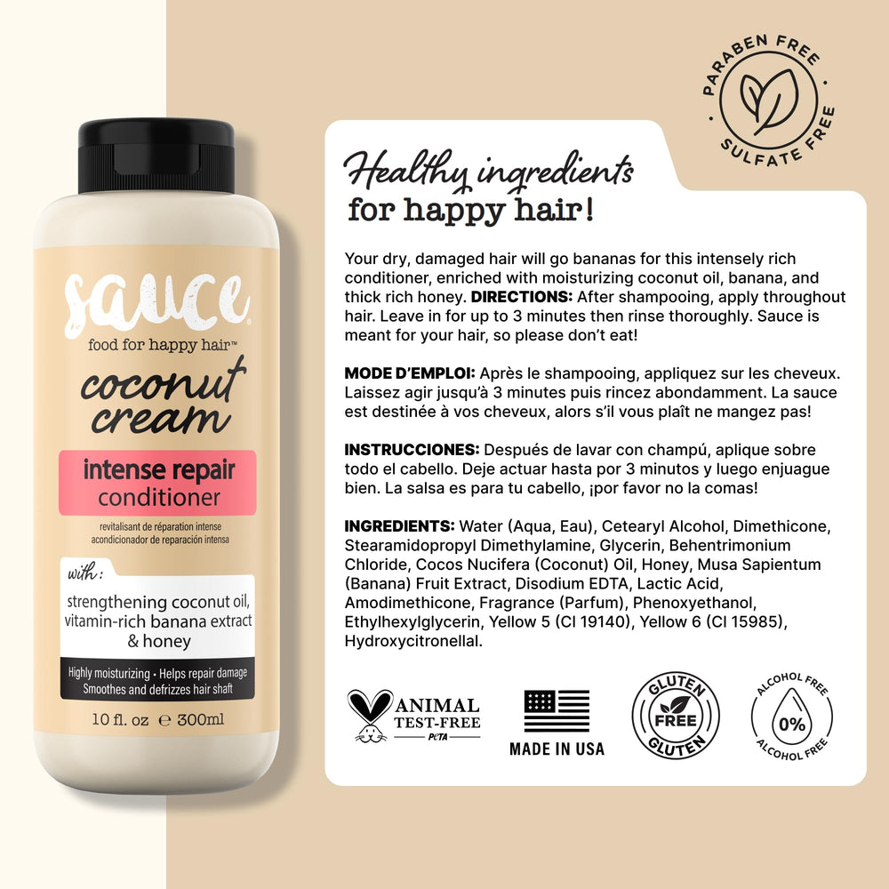 Sauce Beauty Coconut Cream Conditioner tropical fragrance in shower scene.