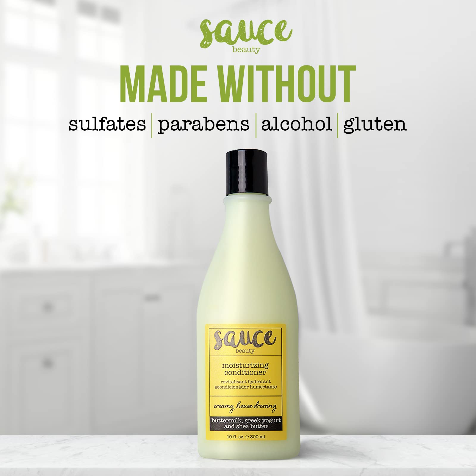 Sauce Beauty Creamy House Dressing Conditioner highlights alcohol free and sulfate free ingredients for gentle care.