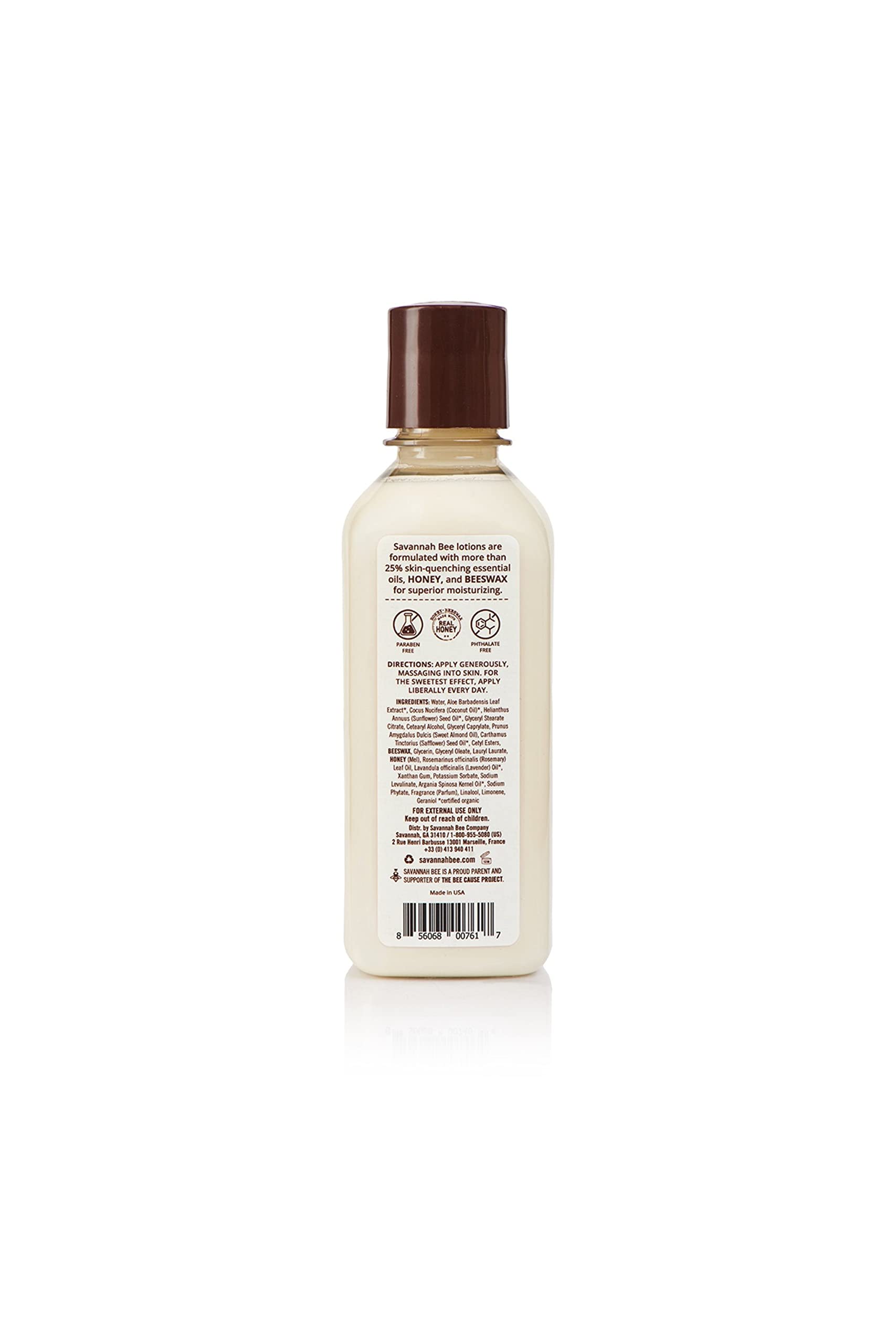 Savannah Bee Honey Body Lotion rosemary lavender pump showing quick-dry formula