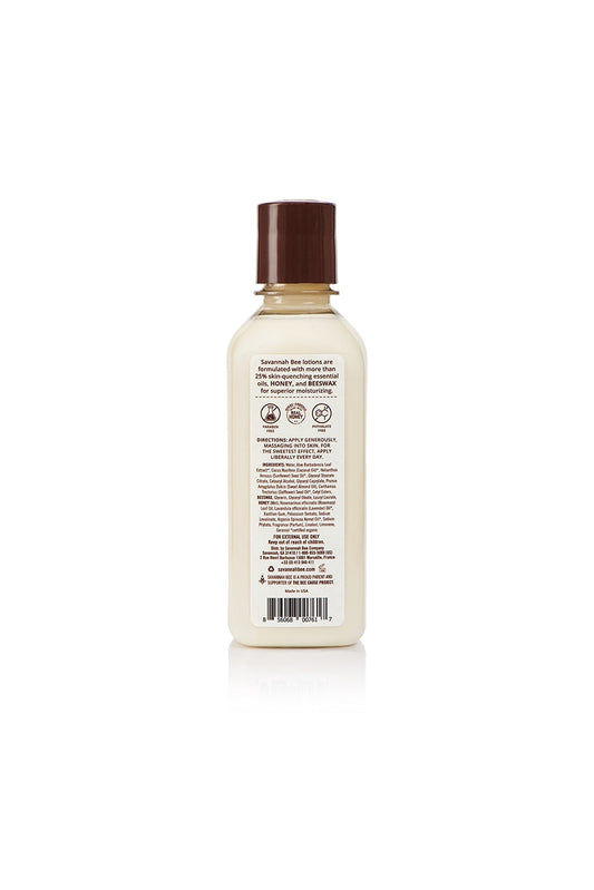Savannah Bee Honey Body Lotion rosemary lavender pump showing quick-dry formula