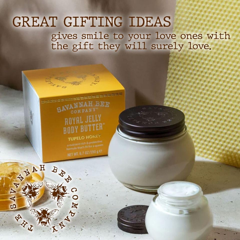 Hand applying Savannah Bee Royal Jelly Body Butter for smooth, hydrated skin.