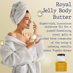 Close-up of creamy, luxurious texture of Savannah Bee Royal Jelly Body Butter.