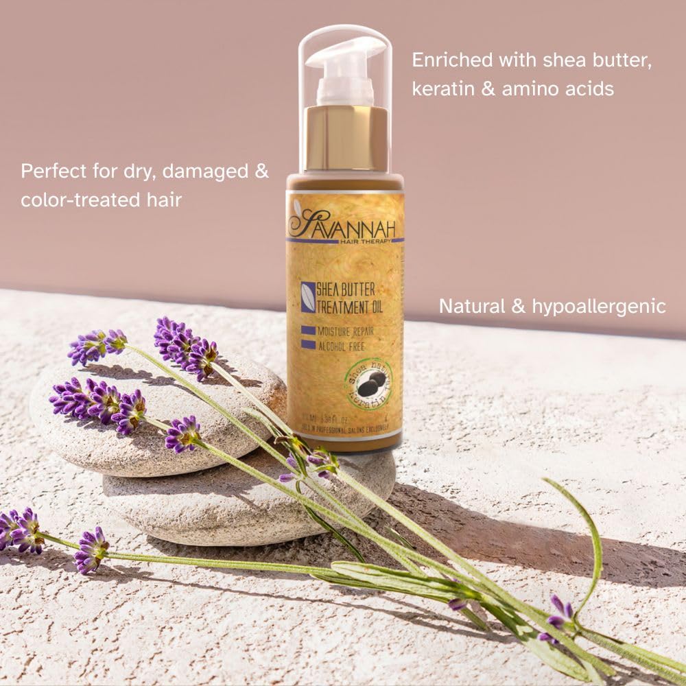 Savannah Hair Therapy Oil smooths frizz for a sleek look