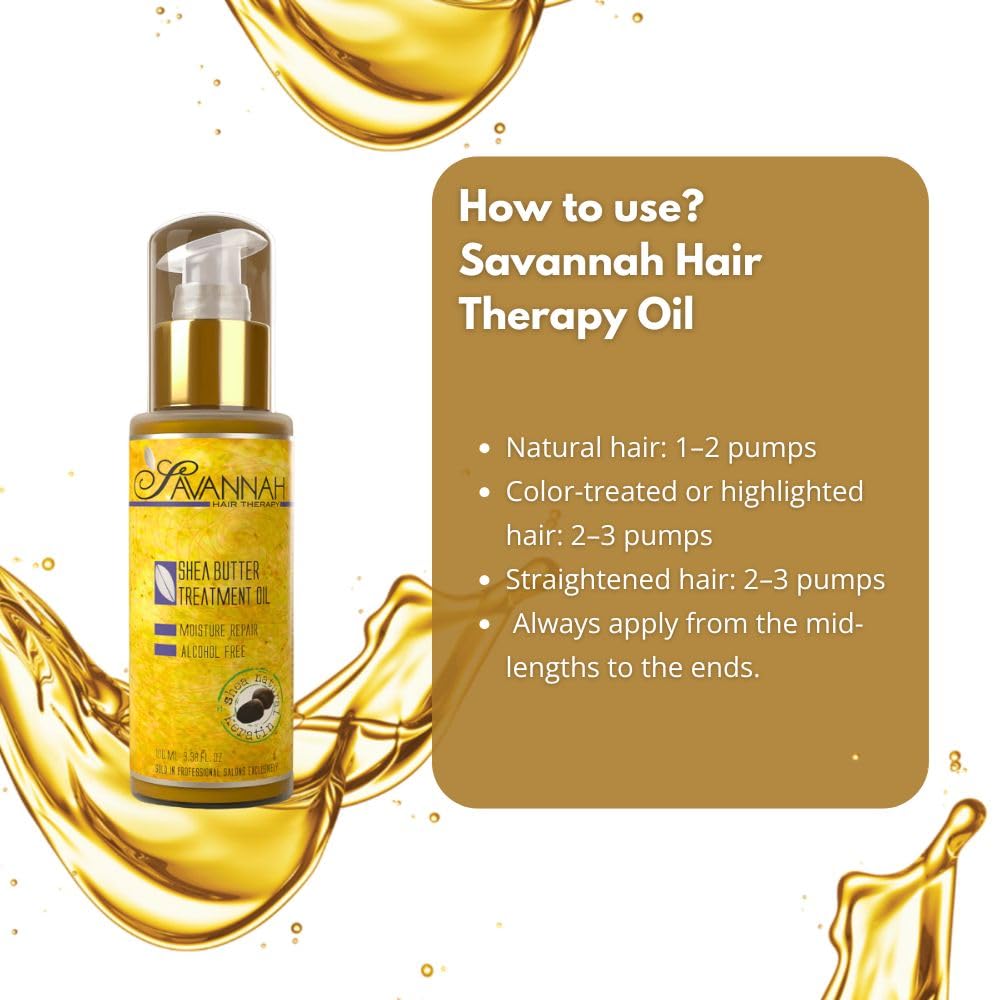 Savannah Hair Therapy Oil on damp hair for styling prep