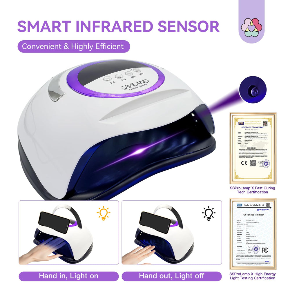 SAVILAND 300W UV Nail Lamp motion sensor enables hands-free use.
