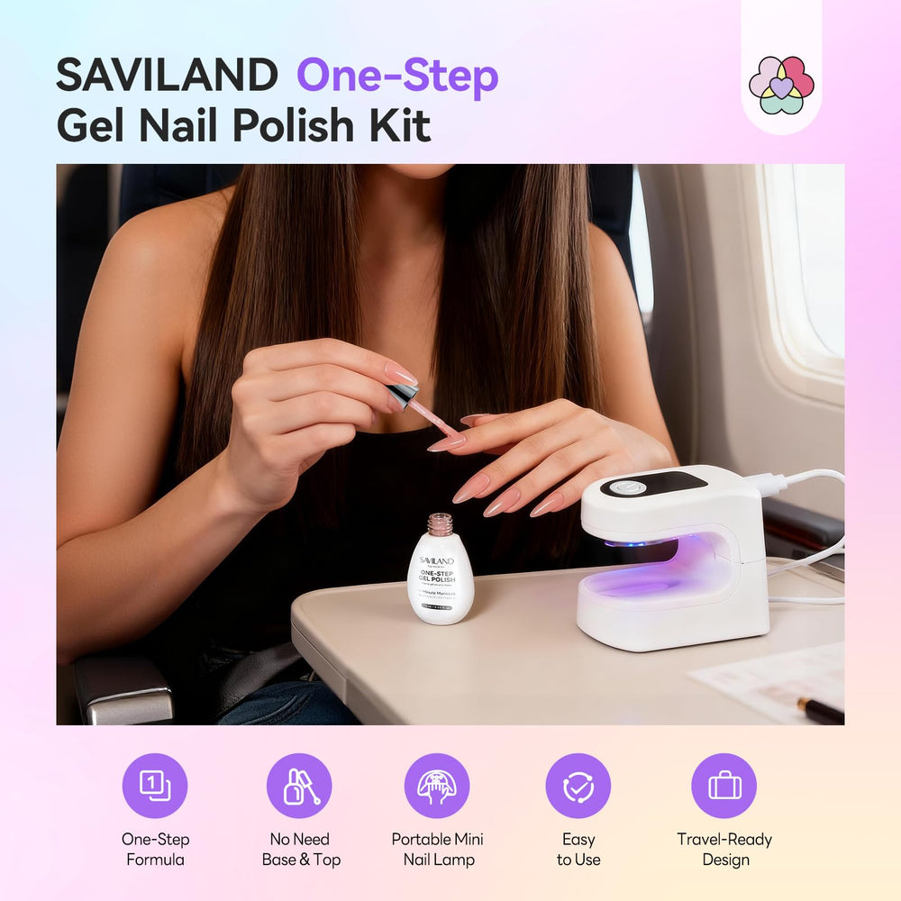 SAVILAND 5-in-1 gel polish base top coat builder in one swipe for simplified workflow.