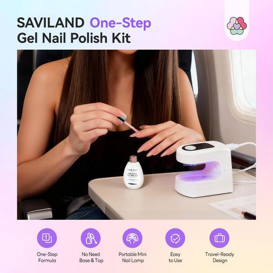 SAVILAND 5-in-1 gel polish base top coat builder in one swipe for simplified workflow.