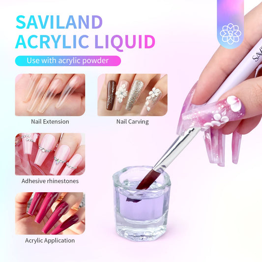 Saviland acrylic liquid applied with powder for smooth extension