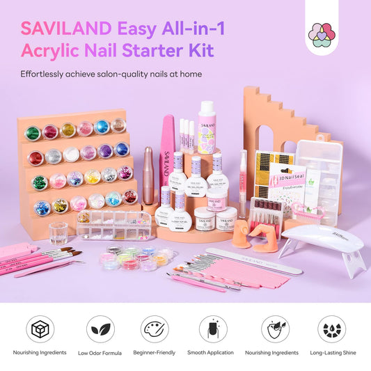 SAVILAND acrylic nail brush in action for smooth, even application